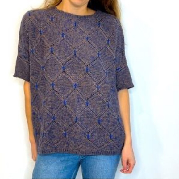 Anthropologie Moth diamond knit boxy cocoon sweater size S/M - Picture 1 of 6